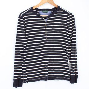 LRL Lauren Jeans Co. Shirt Top Womens Black Striped Long Sleeve Size Medium M